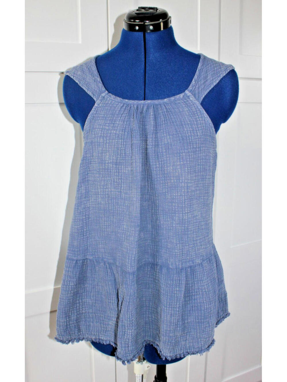 Cupio Womens Blue Sleeveless 100% Cotton Top Size M